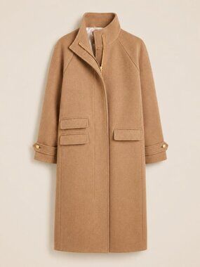 NWT J. Crew Long Toscana Coat in Italian Stadium-Cloth Wool Blend Acorn Size 0